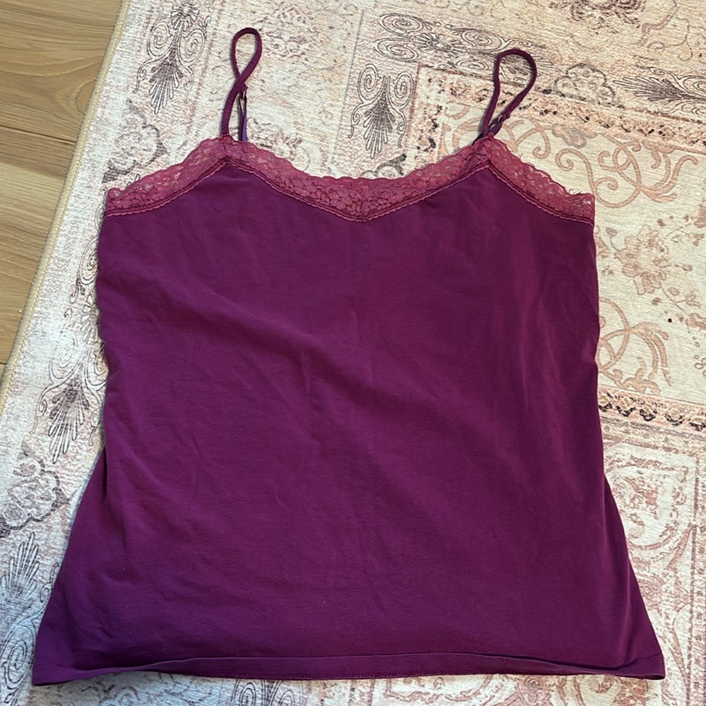 Purple/Pink Merona Lace Tank Top Size Medium